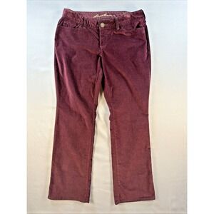 Eddie Bauer Women's Petite 4 Corduroy Pants Burgundy Red Bootcut Curvy Fit